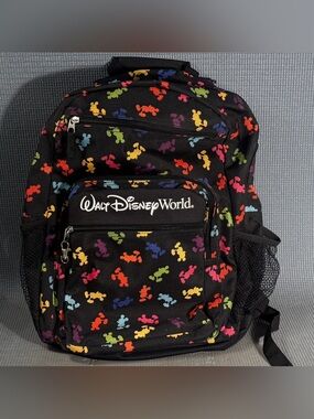 Disney Walt Disney World Backpack Black Colored Mickey Mouse Silhouettes